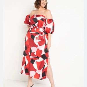 NWT Eloquii Off The Shoulder Printed Dress size 16 reg $129